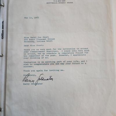 Signed Letter & Autographed Photograph of Barry Goldwater