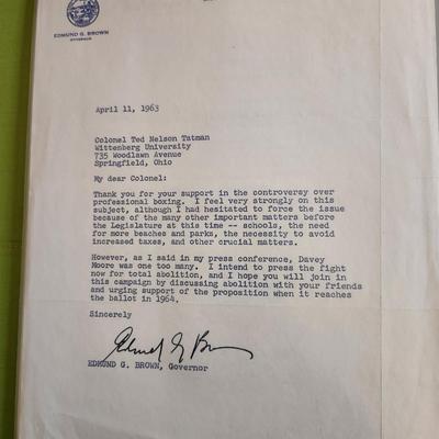 Letter from California Governor Edmund Brown