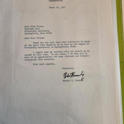 Letter from Robert Kennedy, Senator from New York