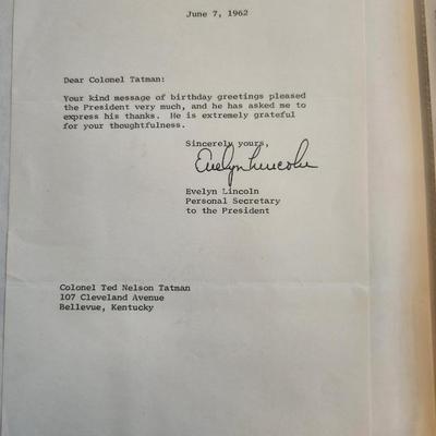 Thank You Note From Evelyn Lincoln, JFK's Secretary