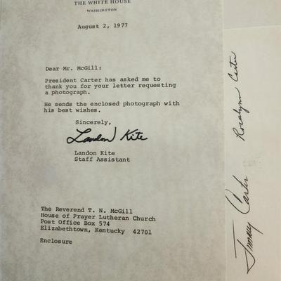 Photograph and Notes from Jimmy Carter