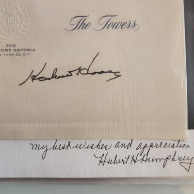Autograph, Photograph and Note From Vice-President Hubert Humphry