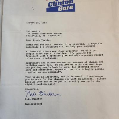 Signed Bill Clinton Letter with Insert