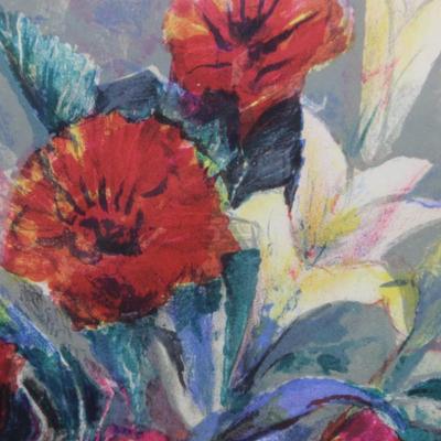 Tony Agostini Signed Lithograph Impressionistic Flower Bouquet with Artist Institution Certificate of Authenticity