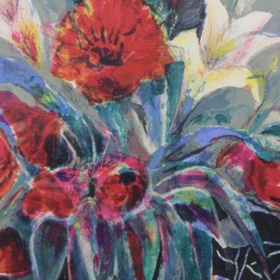 Tony Agostini Signed Lithograph Impressionistic Flower Bouquet with Artist Institution Certificate of Authenticity