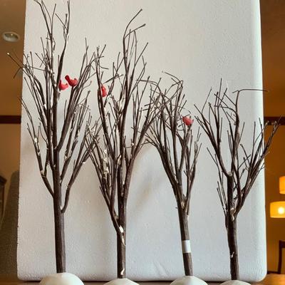 Four Bare Trees (Three with Cardinals)