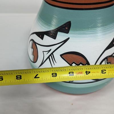 Signed Native American Style Hand Painted Pottery Vase