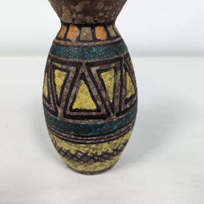 Mid Century Modern Terracotta Vase W/ Geometric Designs Made In Italy