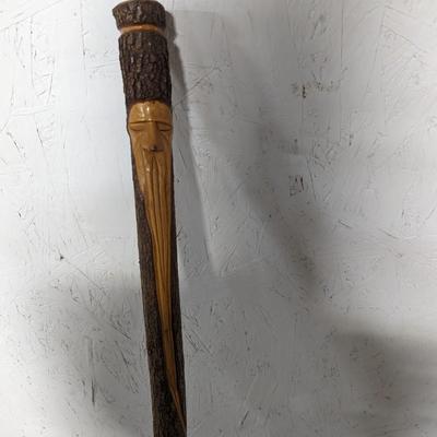 Wood Spirit Face Carved Walking Stick