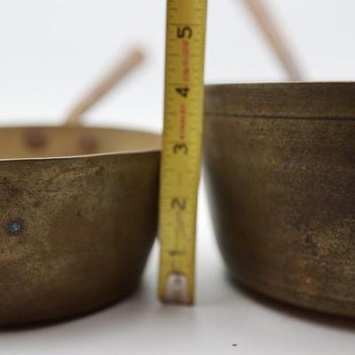 Vintage Heavy Brass Saucepans (2)