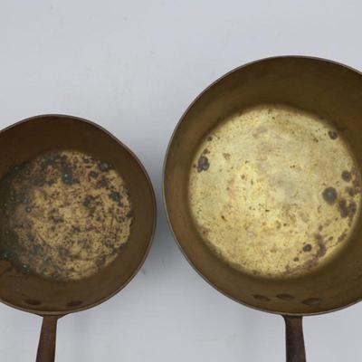 Vintage Heavy Brass Saucepans (2)