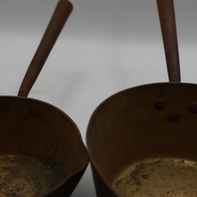 Vintage Heavy Brass Saucepans (2)