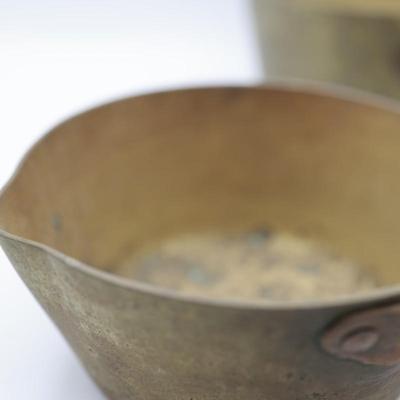 Vintage Heavy Brass Saucepans (2)