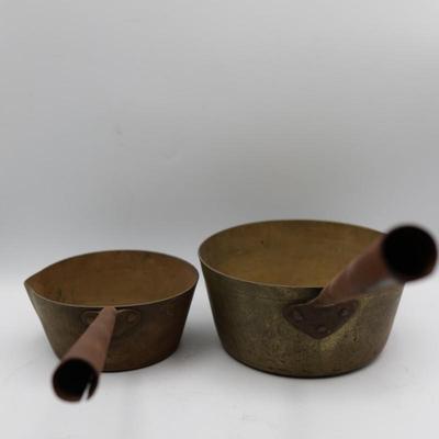 Vintage Heavy Brass Saucepans (2)