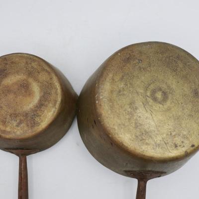 Vintage Heavy Brass Saucepans (2)