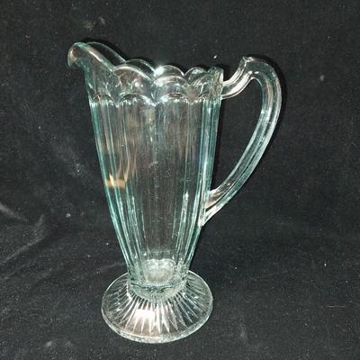 VINTAGE SHIRLEY TEMPLE CREAMER AND A LIGHT GREEN FOOTED PITCHER