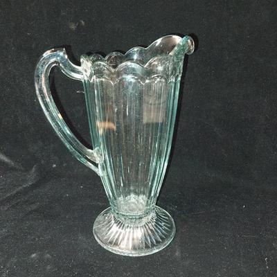 VINTAGE SHIRLEY TEMPLE CREAMER AND A LIGHT GREEN FOOTED PITCHER