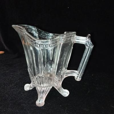 VINTAGE GLASS REAMER JUICER AND A FOOTED CREAMER