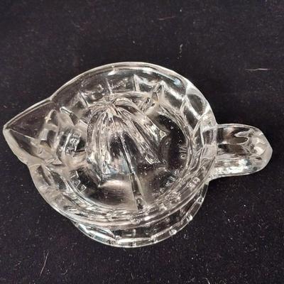 VINTAGE GLASS REAMER JUICER AND A FOOTED CREAMER