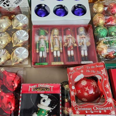 2 Totes Full Christmas Ornaments, hooks, includes 2 totes with lids