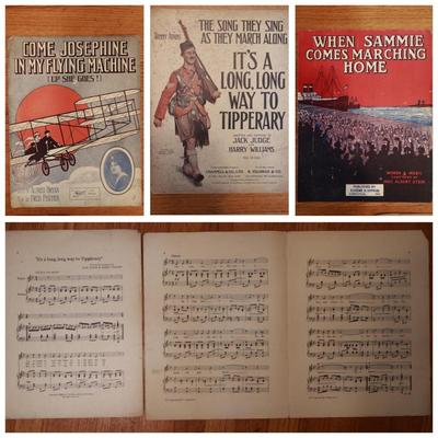 1914 Sheet Music of Three Songs & Beautiful Covers