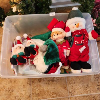 Lot of Christmas Decor 4 wreaths & Tote filled w Santa's ribbon