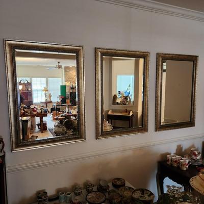 3 Large Beveled Mirrors 30"Lx42"H