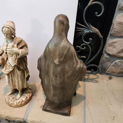 2 Statues 1 Marwal Chalkware ,1 Heavy Virgin Mary indoor or Outdoor