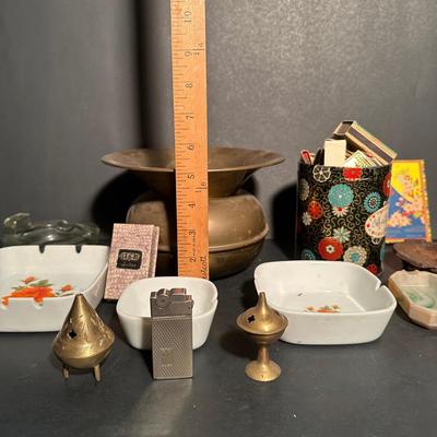 LOT 18W: Smoking Collection - Ash Trays, Matches, Incense & More