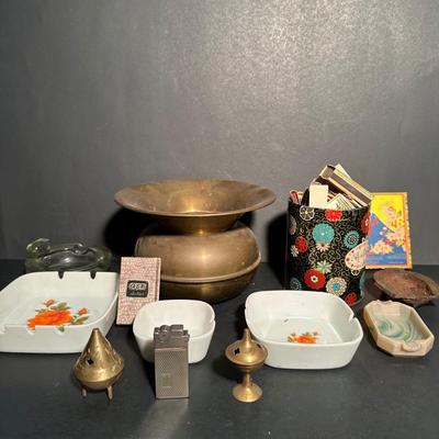 LOT 18W: Smoking Collection - Ash Trays, Matches, Incense & More