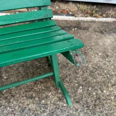 LOT 37G: Vintage Green Folding Wooden Bench w/ Rocking Chairs
