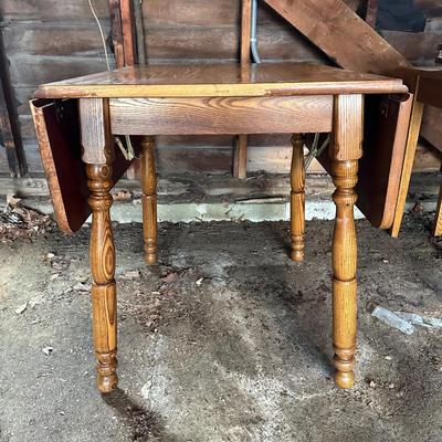 LOT 40G: Vintage Wooden Dropleaf Table w/ Shaker End Table & Lazy Susan