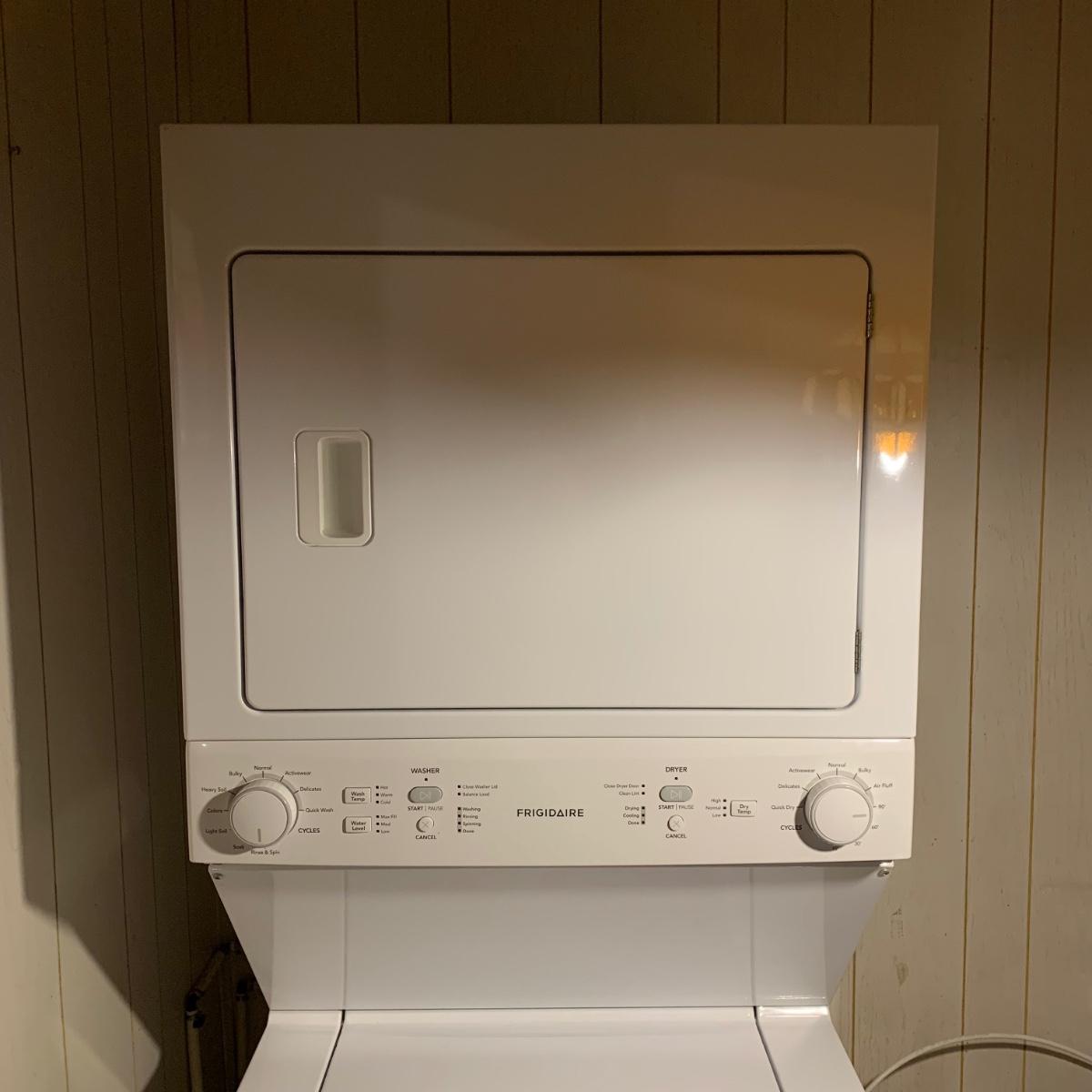 LOT 190 W Frigidaire Stack Washer & Electric Dryer Model FFLE3900UW0