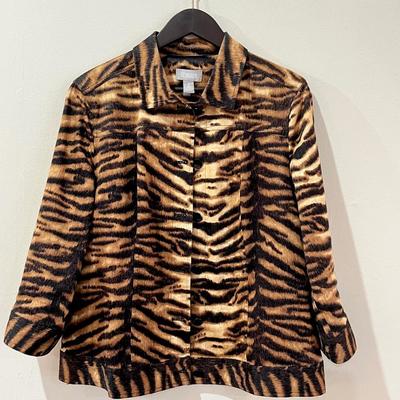 CHICOâ€™S ~ Size 2 ~ Brown & Black Tiger Print Jacket