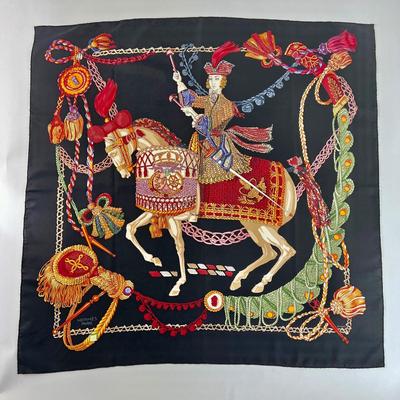 175 Authentic HERMÃˆS Carre 90 Silk Scarf Le Timbalier by FranÃ§oise HÃ©ron 1961