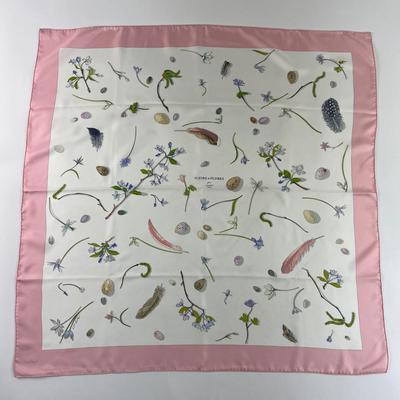 179 Authentic HERMÃ‰S Carre 90 Silk Scarf Fleurs et Plumes by Leigh P. Cooke 2006