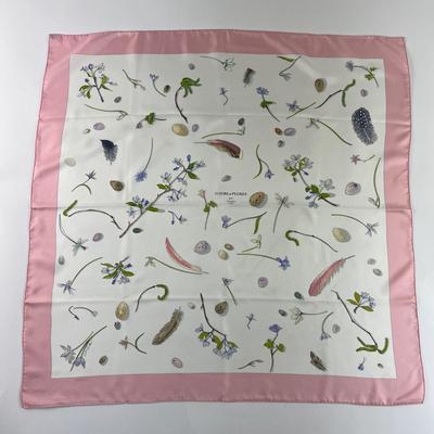 179 Authentic HERMÃ‰S Carre 90 Silk Scarf Fleurs et Plumes by Leigh P. Cooke 2006