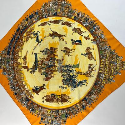 180 Authentic HERMÃ‰S Carre 90 Silk Scarf Cirque Molier by Philippe Dumas 1995