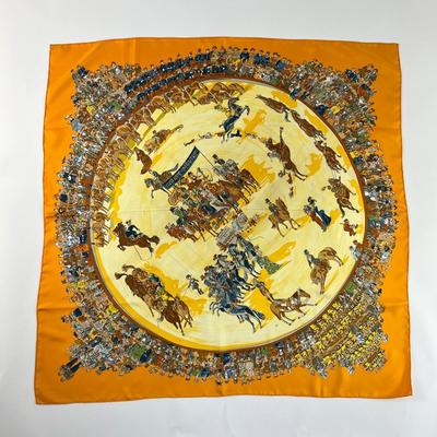180 Authentic HERMÃ‰S Carre 90 Silk Scarf Cirque Molier by Philippe Dumas 1995