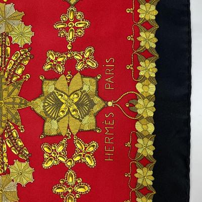 182 Authentic HERMÃˆS Carre 90 Silk Scarf Red Scheherazade by Henri d'Origny 1985