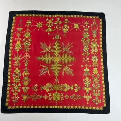 182 Authentic HERMÃˆS Carre 90 Silk Scarf Red Scheherazade by Henri d'Origny 1985