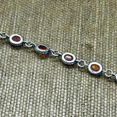 LOT 39 - Sterling Silver Amber Bracelet