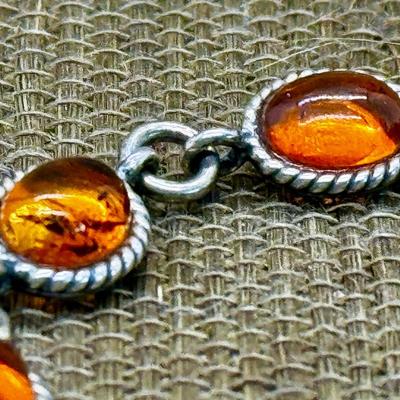 LOT 39 - Sterling Silver Amber Bracelet