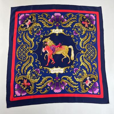 186 Authentic HERMÃˆS Carre 90 Silk Scarf Cheval Turc by Christiane Vauzelles 1969