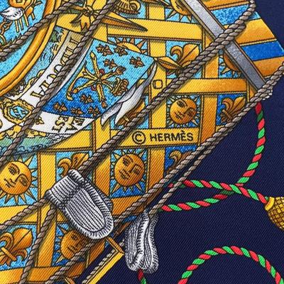 192 Authentic HERMÃˆS Carre 90 Silk Scarf Les Tambours by Joachim Metz 1997