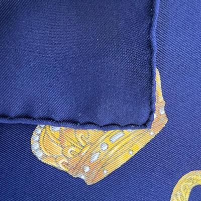 192 Authentic HERMÃˆS Carre 90 Silk Scarf Les Tambours by Joachim Metz 1997