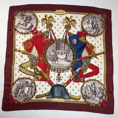 195 Authentic HERMÃˆS Carre 90 Silk Scarf Napoleon by Philippe Ledoux 1983