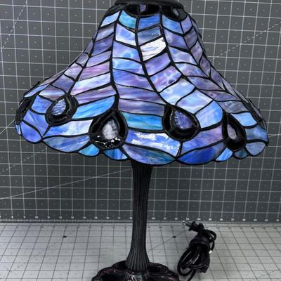 Tiffany Style Table Lamp, Blue & Purples 