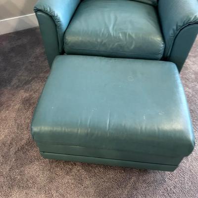 Leather Craft CHAIR & Ottoman SEAFOAM Color