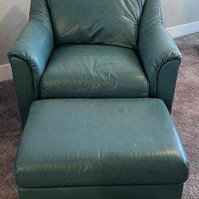 Leather Craft CHAIR & Ottoman SEAFOAM Color